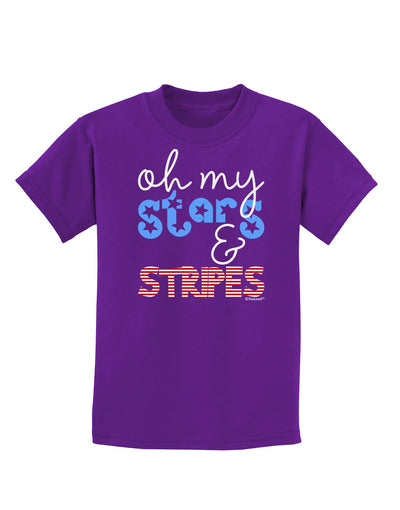 Oh My Stars and Stripes - Patriotic Design Childrens Dark T-Shirt-Childrens T-Shirt-TooLoud-Purple-X-Small-Davson Sales