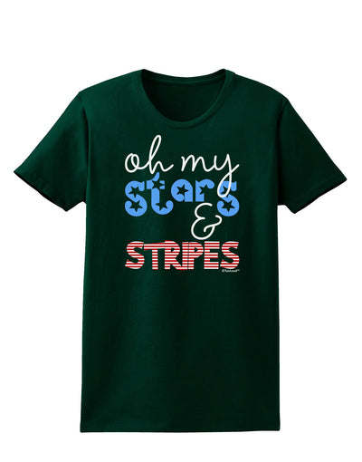 Oh My Stars and Stripes - Patriotic Design Womens Dark T-Shirt-TooLoud-Forest-Green-Small-Davson Sales