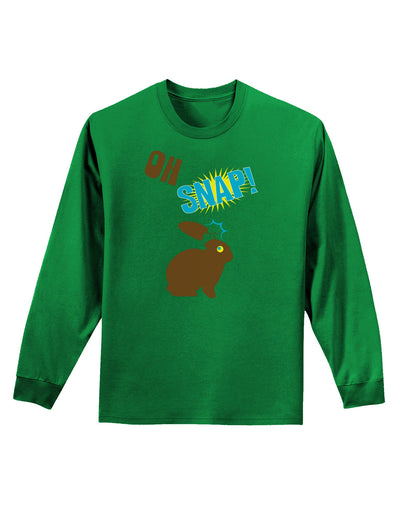 Oh Snap Chocolate Easter Bunny Adult Long Sleeve Dark T-Shirt-TooLoud-Kelly-Green-Small-Davson Sales