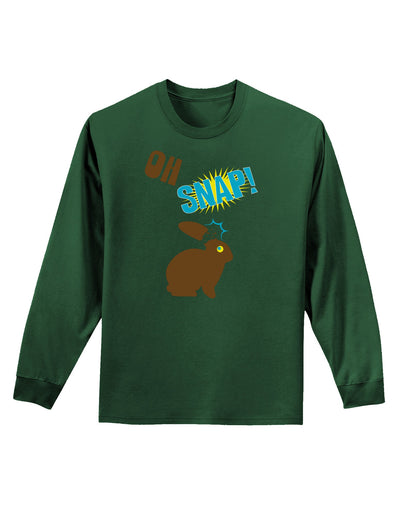 Oh Snap Chocolate Easter Bunny Adult Long Sleeve Dark T-Shirt-TooLoud-Dark-Green-Small-Davson Sales