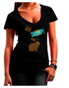 Oh Snap Chocolate Easter Bunny Juniors V-Neck Dark T-Shirt-Womens V-Neck T-Shirts-TooLoud-Black-Juniors Fitted Small-Davson Sales