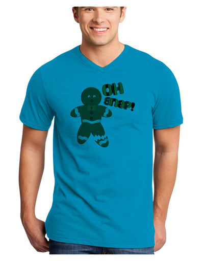 Oh Snap Gingerbread Man Christmas Adult V-Neck T-shirt-Mens V-Neck T-Shirt-TooLoud-Turquoise-Small-Davson Sales