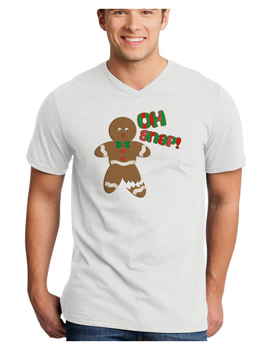 Oh Snap Gingerbread Man Christmas Adult V-Neck T-shirt-Mens V-Neck T-Shirt-TooLoud-White-Small-Davson Sales