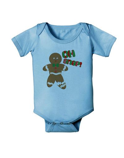 Oh Snap Gingerbread Man Christmas Baby Romper Bodysuit-Baby Romper-TooLoud-Light-Blue-06-Months-Davson Sales