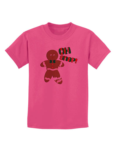 Oh Snap Gingerbread Man Christmas Childrens T-Shirt-Childrens T-Shirt-TooLoud-Sangria-X-Small-Davson Sales