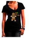 Oh Snap Gingerbread Man Christmas Juniors V-Neck Dark T-Shirt-Womens V-Neck T-Shirts-TooLoud-Black-Juniors Fitted Small-Davson Sales