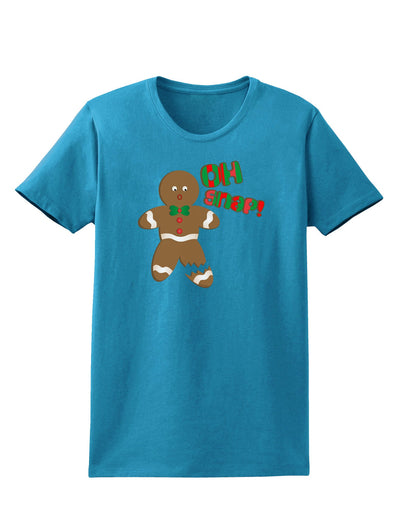 Oh Snap Gingerbread Man Christmas Womens Dark T-Shirt-TooLoud-Turquoise-X-Small-Davson Sales
