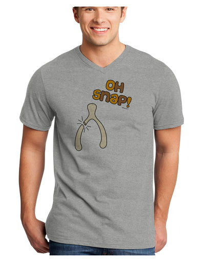 Oh Snap Wishbone - Thanksgiving Adult V-Neck T-shirt-Mens V-Neck T-Shirt-TooLoud-HeatherGray-Small-Davson Sales