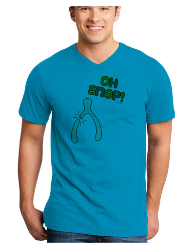 Oh Snap Wishbone - Thanksgiving Adult V-Neck T-shirt-Mens V-Neck T-Shirt-TooLoud-Turquoise-Small-Davson Sales