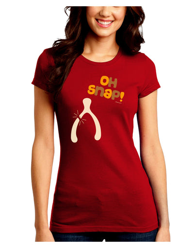 Oh Snap Wishbone - Thanksgiving Juniors Crew Dark T-Shirt-T-Shirts Juniors Tops-TooLoud-Red-Juniors Fitted Small-Davson Sales