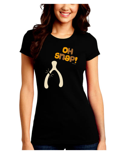 Oh Snap Wishbone - Thanksgiving Juniors Crew Dark T-Shirt-T-Shirts Juniors Tops-TooLoud-Black-Juniors Fitted Small-Davson Sales