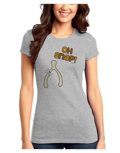 Oh Snap Wishbone - Thanksgiving Juniors T-Shirt-Womens Juniors T-Shirt-TooLoud-Ash-Gray-Juniors Fitted X-Small-Davson Sales