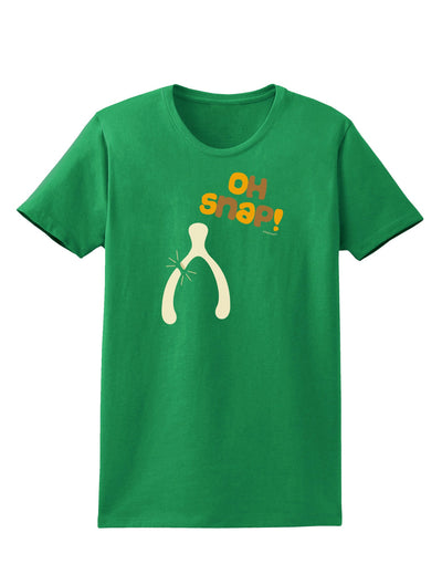 Oh Snap Wishbone - Thanksgiving Womens Dark T-Shirt-TooLoud-Kelly-Green-X-Small-Davson Sales