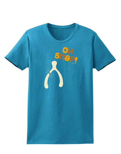 Oh Snap Wishbone - Thanksgiving Womens Dark T-Shirt-TooLoud-Turquoise-X-Small-Davson Sales