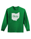 Ohio - United States Shape Adult Long Sleeve Dark T-Shirt by TooLoud-TooLoud-Kelly-Green-Small-Davson Sales