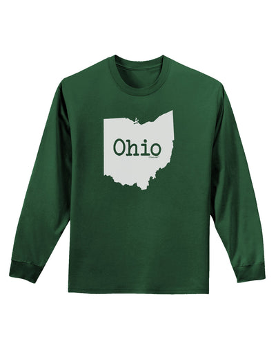 Ohio - United States Shape Adult Long Sleeve Dark T-Shirt by TooLoud-TooLoud-Dark-Green-Small-Davson Sales