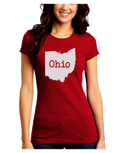 Ohio - United States Shape Juniors Crew Dark T-Shirt by TooLoud-T-Shirts Juniors Tops-TooLoud-Red-Juniors Fitted Small-Davson Sales