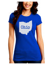 Ohio - United States Shape Juniors Crew Dark T-Shirt by TooLoud-T-Shirts Juniors Tops-TooLoud-Royal-Blue-Juniors Fitted Small-Davson Sales