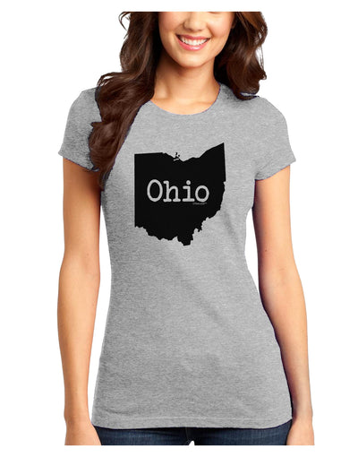 Ohio - United States Shape Juniors T-Shirt by TooLoud-Womens Juniors T-Shirt-TooLoud-Ash-Gray-Juniors Fitted X-Small-Davson Sales