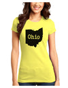 Ohio - United States Shape Juniors T-Shirt by TooLoud-Womens Juniors T-Shirt-TooLoud-Yellow-Juniors Fitted X-Small-Davson Sales