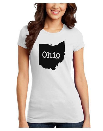 Ohio - United States Shape Juniors T-Shirt by TooLoud-Womens Juniors T-Shirt-TooLoud-White-Juniors Fitted X-Small-Davson Sales