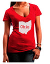 Ohio - United States Shape Juniors V-Neck Dark T-Shirt by TooLoud-Womens V-Neck T-Shirts-TooLoud-Red-Juniors Fitted Small-Davson Sales