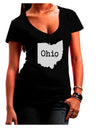 Ohio - United States Shape Juniors V-Neck Dark T-Shirt by TooLoud-Womens V-Neck T-Shirts-TooLoud-Black-Juniors Fitted Small-Davson Sales