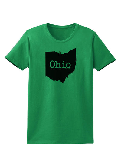 Ohio - United States Shape Womens T-Shirt by TooLoud-Womens T-Shirt-TooLoud-Kelly-Green-X-Small-Davson Sales