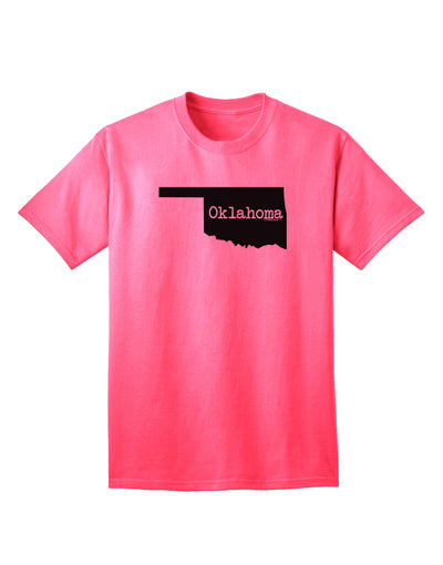 Oklahoma - United States Shape Adult T-Shirt: A Stylish Addition to Your Wardrobe by TooLoud-Mens T-shirts-TooLoud-Neon-Pink-Small-Davson Sales