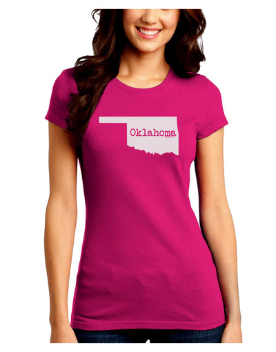 Oklahoma - United States Shape Juniors Crew Dark T-Shirt by TooLoud-T-Shirts Juniors Tops-TooLoud-Hot-Pink-Juniors Fitted Small-Davson Sales