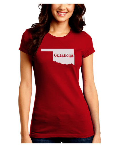 Oklahoma - United States Shape Juniors Crew Dark T-Shirt by TooLoud-T-Shirts Juniors Tops-TooLoud-Red-Juniors Fitted Small-Davson Sales