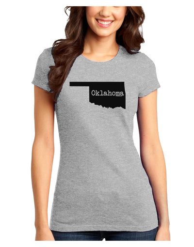 Oklahoma - United States Shape Juniors T-Shirt by TooLoud-Womens Juniors T-Shirt-TooLoud-Ash-Gray-Juniors Fitted X-Small-Davson Sales