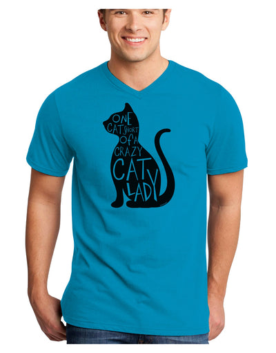 One Cat Short Of A Crazy Cat Lady Adult V-Neck T-shirt-Mens V-Neck T-Shirt-TooLoud-Turquoise-Small-Davson Sales