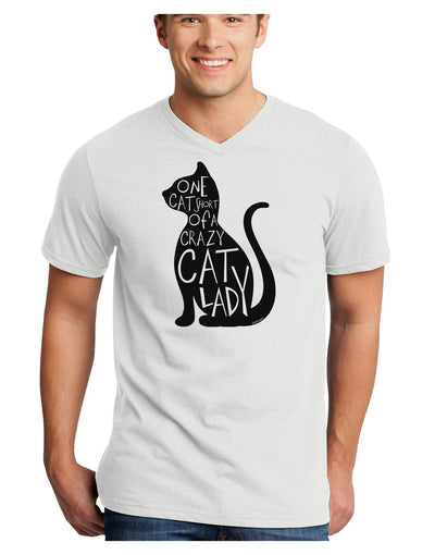 One Cat Short Of A Crazy Cat Lady Adult V-Neck T-shirt-Mens V-Neck T-Shirt-TooLoud-White-Small-Davson Sales