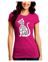 One Cat Short Of A Crazy Cat Lady Juniors Crew Dark T-Shirt-T-Shirts Juniors Tops-TooLoud-Hot-Pink-Juniors Fitted Small-Davson Sales