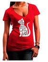 One Cat Short Of A Crazy Cat Lady Juniors V-Neck Dark T-Shirt-Womens V-Neck T-Shirts-TooLoud-Red-Juniors Fitted Small-Davson Sales