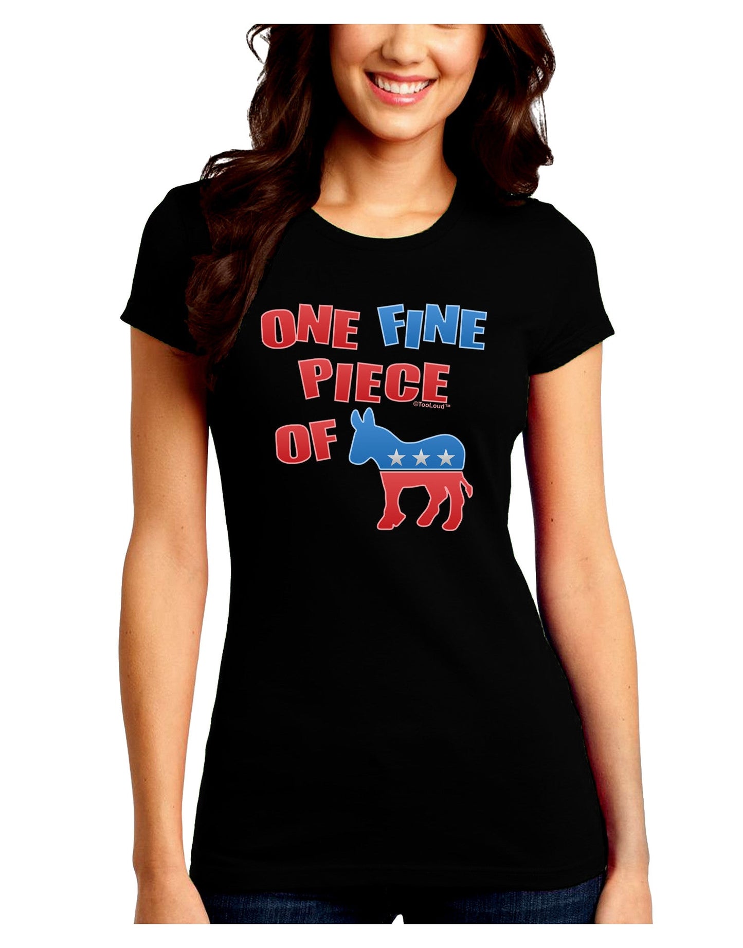 One Fine Piece Of - Democrat Juniors Petite Crew Dark T-Shirt-T-Shirts Juniors Tops-TooLoud-Black-Juniors Fitted Small-Davson Sales