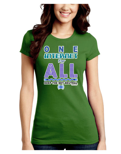 One Internet For All Keep The Net Neutral Juniors Crew Dark T-Shirt-T-Shirts Juniors Tops-TooLoud-Kiwi-Green-Juniors Fitted Small-Davson Sales