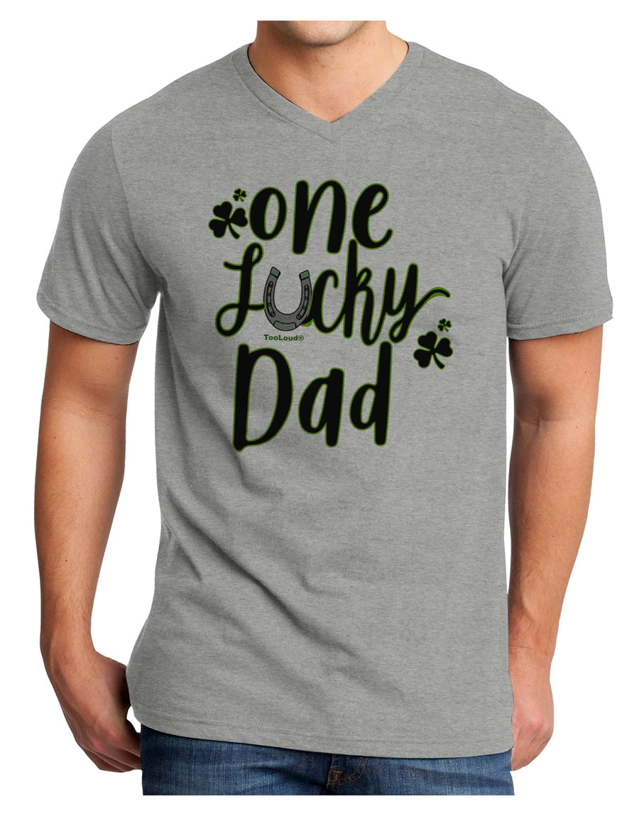 One Lucky Dad Shamrock Adult V-Neck T-shirt White 4XL Tooloud