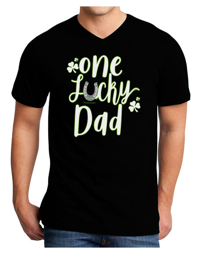 One Lucky Dad Shamrock Adult V-Neck T-shirt-Mens T-Shirt-TooLoud-Black-Small-Davson Sales