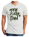 One Lucky Dad Shamrock Adult V-Neck T-shirt White 4XL Tooloud