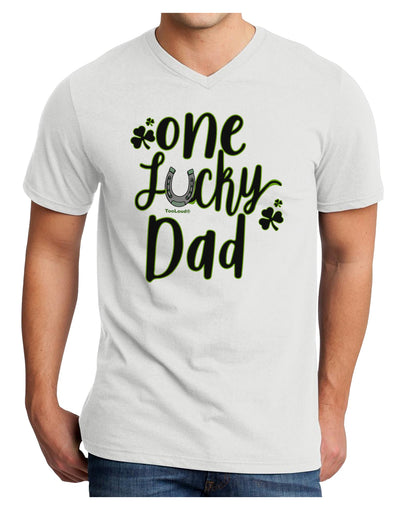 One Lucky Dad Shamrock Adult V-Neck T-shirt-Mens T-Shirt-TooLoud-White-Small-Davson Sales