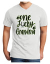 One Lucky Grandma Shamrock Adult V-Neck T-shirt White 4XL Tooloud
