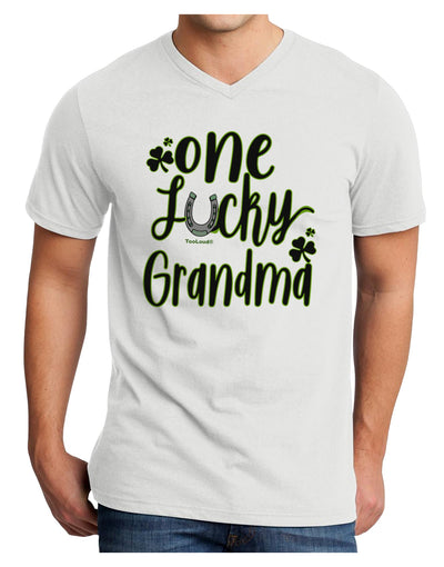 One Lucky Grandma Shamrock Adult V-Neck T-shirt-Mens T-Shirt-TooLoud-White-Small-Davson Sales