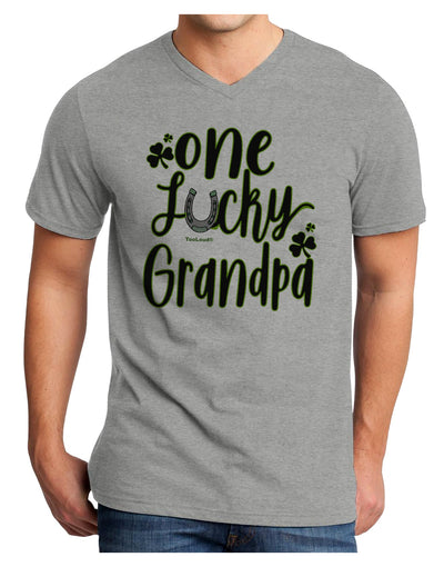 One Lucky Grandpa Shamrock Adult V-Neck T-shirt-Mens T-Shirt-TooLoud-HeatherGray-Small-Davson Sales