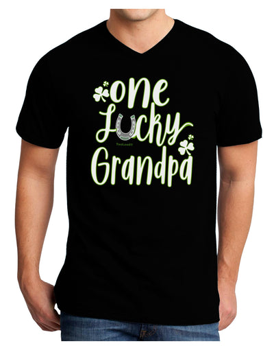 One Lucky Grandpa Shamrock Adult V-Neck T-shirt-Mens T-Shirt-TooLoud-Black-Small-Davson Sales