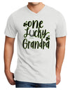 One Lucky Grandpa Shamrock Adult V-Neck T-shirt White 4XL Tooloud