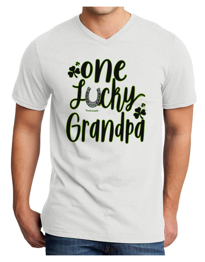 One Lucky Grandpa Shamrock Adult V-Neck T-shirt-Mens T-Shirt-TooLoud-White-Small-Davson Sales