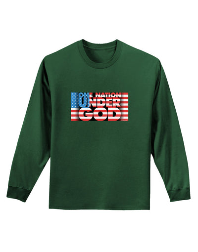 One Nation Under God Adult Long Sleeve Dark T-Shirt-TooLoud-Dark-Green-Small-Davson Sales