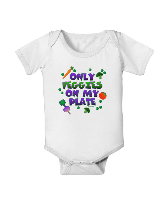 Only Veggies On My Plate Baby Romper Bodysuit-Baby Romper-TooLoud-White-06-Months-Davson Sales